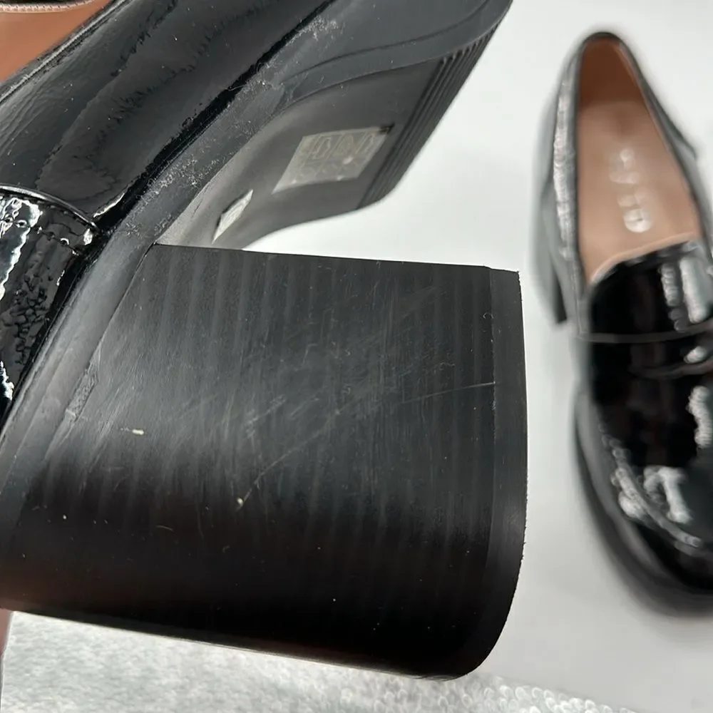 RAID Presha Platform Block Heel Loafers In Black Patent Baby Doll